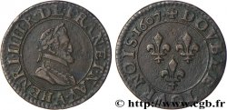 HENRI IV LE GRAND Double tournois, 1er type de Paris (légende française) 1607 Paris, Moulin des Étuves