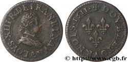 LOUIS XIII LE JUSTE Double tournois, type 1 1611 Paris, Moulin du Louvre