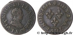 LOUIS XIII LE JUSTE Double tournois, type 1 1614 Paris, Moulin du Louvre