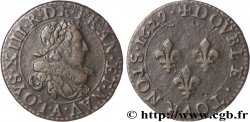 LOUIS XIII LE JUSTE Double tournois, type 6 de Paris 1629 Paris