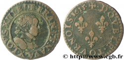 LOUIS XIII LE JUSTE Double tournois, type 2 1615 Amiens