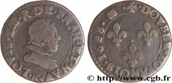 LOUIS XIII LE JUSTE Double tournois, type 7 1628 Bordeaux
