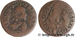 LOUIS XIII LE JUSTE Double tournois, type 8 1637 Bordeaux