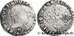 LA LIGUE. MONNAYAGE AU NOM D&nbsp;HENRI III Demi-franc au col plat 1590 Toulouse