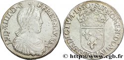 LOUIS XIV LE GRAND OU LE ROI SOLEIL Demi-écu, portrait à la mèche longue 1650 Limoges TTB