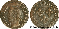 LOUIS XIII LE JUSTE Double tournois, type de Warin 1643 