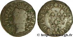 LOUIS XIII LE JUSTE Double tournois, type de Warin 1642 