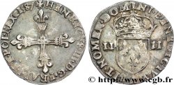HENRI III Quart d&nbsp;écu, croix de face 1587 Paris