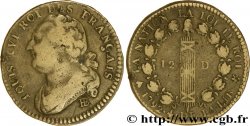 LOUIS XVI (MONARQUE CONSTITUTIONNEL)  12 deniers dit &nbsp;au faisceau&nbsp;, type FRANÇAIS 1792 Strasbourg