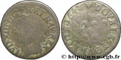 LOUIS XIII LE JUSTE Double tournois, type de Warin 1643 La Rochelle
