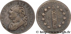 LOUIS XVI (MONARQUE CONSTITUTIONNEL)  12 deniers dit &nbsp;au faisceau&nbsp;, type FRANCOIS 1792 Lyon TTB/TB+