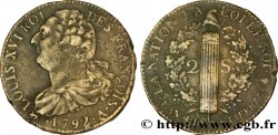 LOUIS XVI (MONARQUE CONSTITUTIONNEL)  2 sols dit &nbsp;au faisceau&nbsp;, type FRANÇOIS 1792 Paris TTB+
