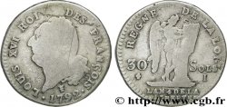 LOUIS XVI (MONARQUE CONSTITUTIONNEL)  30 sols dit &nbsp;au génie&nbsp;, type FRANÇOIS 1792 Limoges