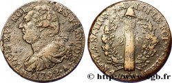 LOUIS XVI (MONARQUE CONSTITUTIONNEL)  2 sols dit &nbsp;au faisceau&nbsp;, type FRANÇOIS 1792 Paris TTB