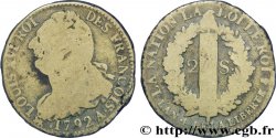 LOUIS XVI 2 sols dit &nbsp;au faisceau&nbsp;, type FRANÇOIS 1792 Paris VG