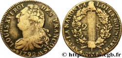 LOUIS XVI (MONARQUE CONSTITUTIONNEL)  2 sols dit &nbsp;au faisceau&nbsp;, type FRANÇOIS 1792 Metz TTB