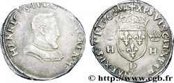 FRANÇOIS II. MONNAYAGE AU NOM D&nbsp;HENRI II Demi-teston à la tête nue, 1er type 1560 Lyon
