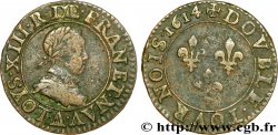 LOUIS XIII LE JUSTE Double tournois, type 1 1614 Paris, Moulin du Louvre