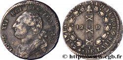 LOUIS XVI (MONARQUE CONSTITUTIONNEL)  12 deniers dit &nbsp;au faisceau&nbsp;, type FRANÇAIS 1792 Strasbourg