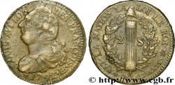 LOUIS XVI (MONARQUE CONSTITUTIONNEL)  2 sols dit &nbsp;au faisceau&nbsp;, type FRANÇOIS 1792 Besançon