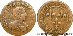 LOUIS XIII LE JUSTE Double tournois au grand buste viril drapé 1637 Vallée du Rhône