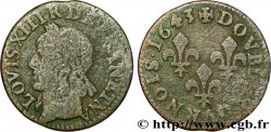 LOUIS XIII LE JUSTE Double tournois, type de Warin, légende française 1643 