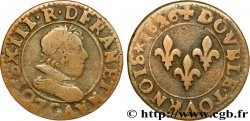 LOUIS XIII LE JUSTE Double tournois, type 3 de Poitiers 1626 Poitiers