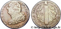 LOUIS XVI (MONARQUE CONSTITUTIONNEL)  2 sols dit &nbsp;au faisceau&nbsp;, type FRANÇAIS 1793 Strasbourg