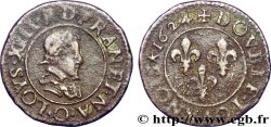 LOUIS XIII LE JUSTE Double tournois, type 3 1624 Riom
