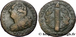 LOUIS XVI (MONARQUE CONSTITUTIONNEL)  2 sols dit &nbsp;au faisceau&nbsp;, type FRANÇAIS 1793 Strasbourg TB