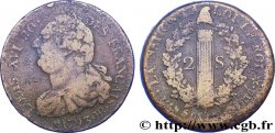 LOUIS XVI (MONARQUE CONSTITUTIONNEL)  2 sols dit &nbsp;au faisceau&nbsp;, type FRANÇAIS 1793 Strasbourg