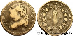 LOUIS XVI 12 deniers dit  au faisceau , type FRANÇAIS 1792 Strasbourg
