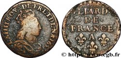 LOUIS XIV LE GRAND OU LE ROI SOLEIL Liard de cuivre, 2e type 1655 Corbeil