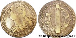 LOUIS XVI (MONARQUE CONSTITUTIONNEL)  2 sols dit &nbsp;au faisceau&nbsp;, type FRANÇOIS 1792 Metz TB