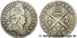 LOUIS XIV LE GRAND OU LE ROI SOLEIL 10 sols aux insignes 1705 Paris TB+/TTB