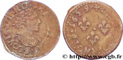 LOUIS XIII LE JUSTE Double tournois, type 14 1639 Bordeaux