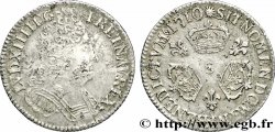 LOUIS XIV LE GRAND OU LE ROI SOLEIL Dixième d&nbsp;écu aux trois couronnes 1710 Reims TB+