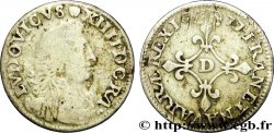 LOUIS XIV &nbsp;THE SUN KING&nbsp; Quatre sols à la croix formée de lis 1677 Vimy-en-Lyonnais (actuellement Neuville-sur-Saône)