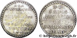 REVOLUTION COINAGE / CONFIANCE (MONNAIES DE…) Bon pour 5 sols 1792 Paris VF