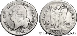 LOUIS XVI (MONARQUE CONSTITUTIONNEL)  15 sols dit &nbsp;au génie&nbsp;, type FRANÇOIS 1791 Pau TB