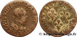LOUIS XIII LE JUSTE Double tournois, type 2 d’Amiens 1615 Amiens