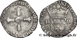 HENRY IV Quart d écu, croix feuillue de face 1602 La Rochelle