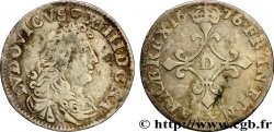 LOUIS XIV LE GRAND OU LE ROI SOLEIL Quatre sols à la croix formée de lis 1676 Vimy-en-Lyonnais (actuellement Neuville-sur-Saône)
