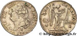LOUIS XVI (MONARQUE CONSTITUTIONNEL)  15 sols dit &nbsp;au génie&nbsp;, type FRANCOIS 1791 Limoges