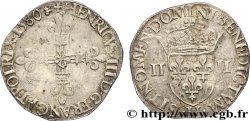 HENRI III Quart d&nbsp;écu, croix de face 1580 La Rochelle