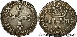HENRI III Quart d&nbsp;écu, croix de face 1587 Rouen