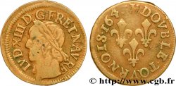 LOUIS XIII LE JUSTE Double tournois, type de Warin 1643 La Rochelle TB+