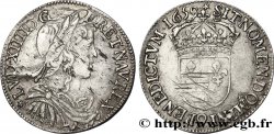 LOUIS XIV LE GRAND OU LE ROI SOLEIL Demi-écu, portrait à la mèche longue 1659 Rennes TB