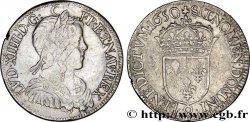 LOUIS XIV LE GRAND OU LE ROI SOLEIL Demi-écu, portrait à la mèche longue 1650 Rennes TTB