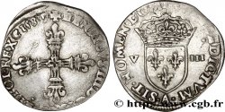 HENRI III Huitième d&nbsp;écu, croix de face 1589 Paris